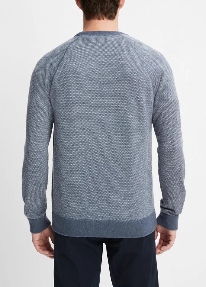 Men Sweaters Vince Birdseye Raglan Sweater Iris Bluedeco Cream