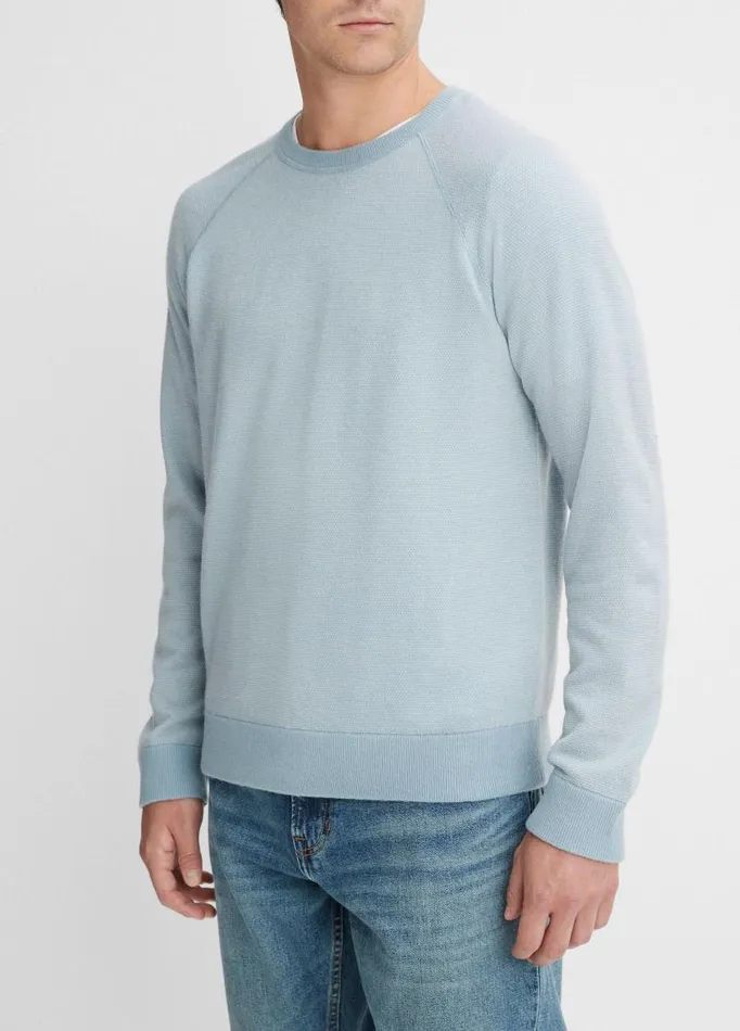 Men Sweaters Vince Birdseye Raglan Sweater Lake Bluedeco Cream