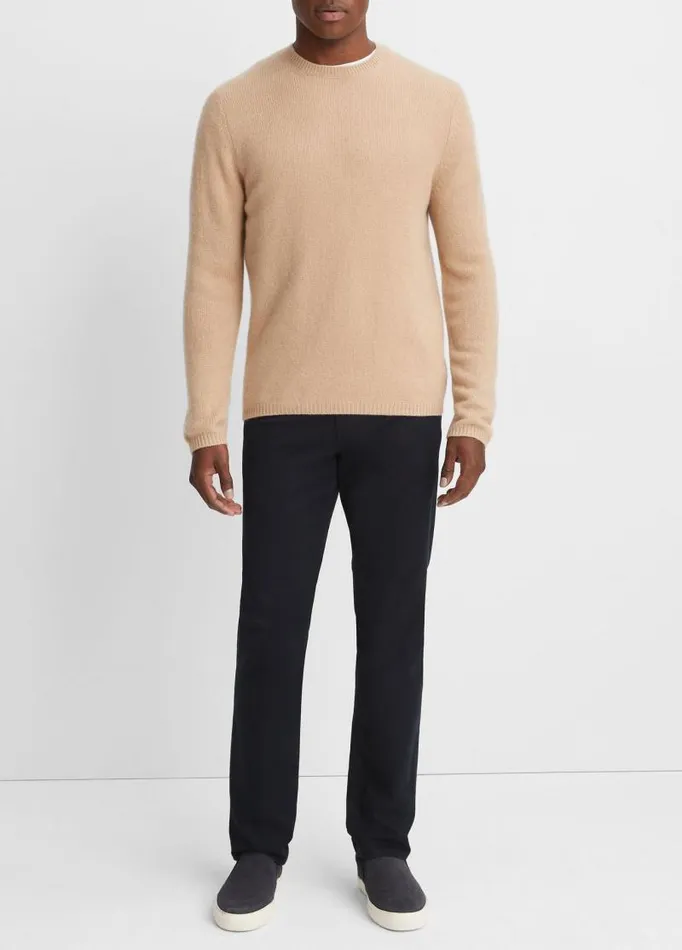 Men Sweaters Vince Cashmere Crew Neck Shirt Camel
