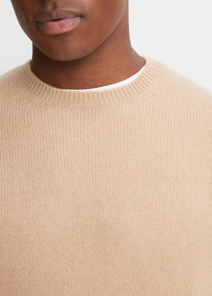 Men Sweaters Vince Cashmere Crew Neck Shirt Camel