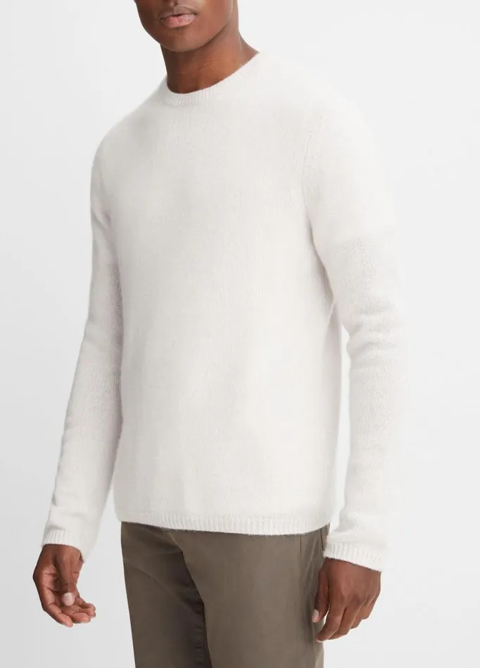 Men Sweaters Vince Cashmere Crew Neck Shirt Heather White