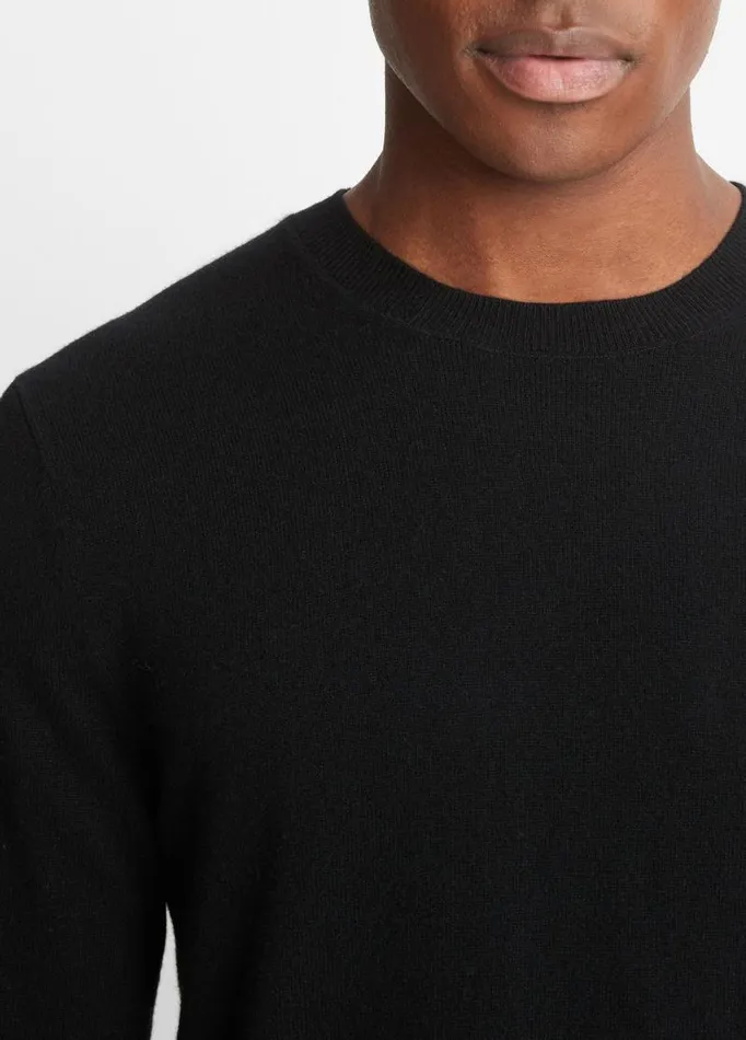 Men Sweaters Vince Cashmere Crew Neck Sweater Black