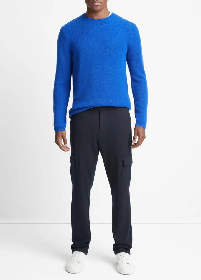 Men Sweaters Vince Cashmere Crew Neck Sweater Cobalt