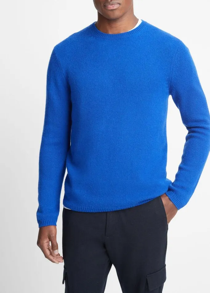 Men Sweaters Vince Cashmere Crew Neck Sweater Cobalt