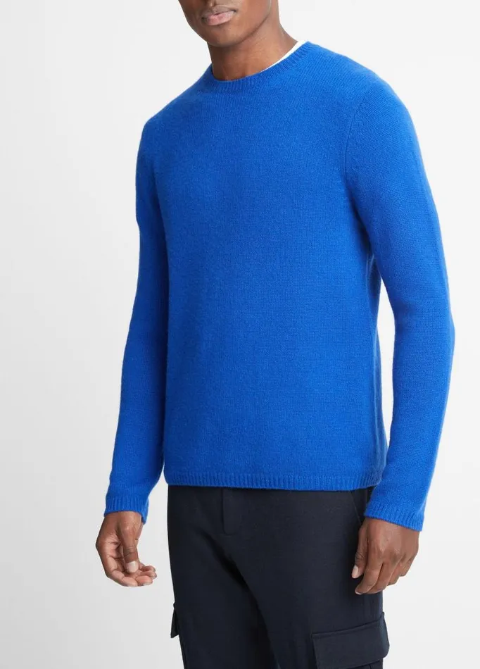 Men Sweaters Vince Cashmere Crew Neck Sweater Cobalt