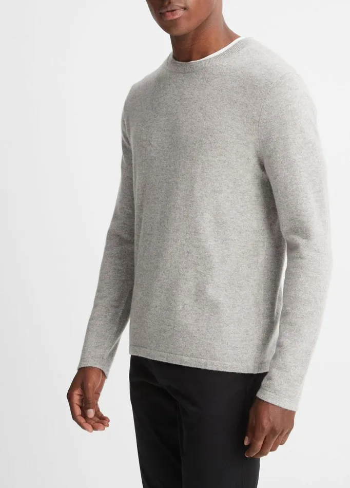 Men Sweaters Vince Cashmere Crew Neck Sweater Heather Grey