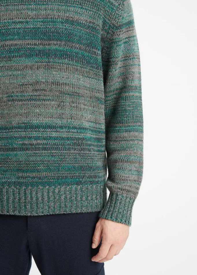 Men Sweaters Vince Marled CashmereWool Crew Neck Sweater Olive Cove Combo