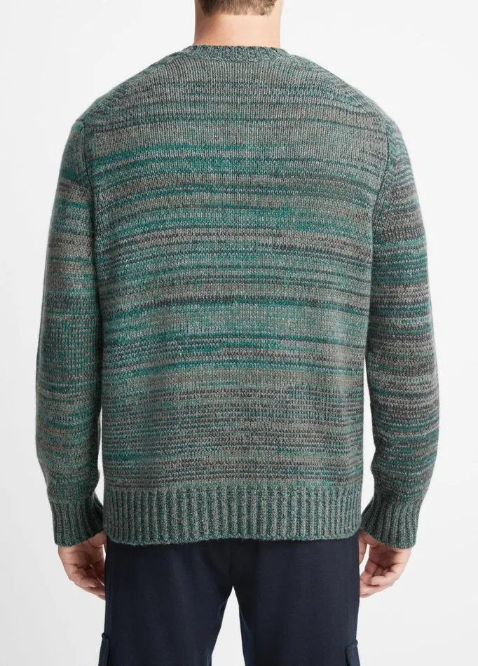 Men Sweaters Vince Marled CashmereWool Crew Neck Sweater Olive Cove Combo