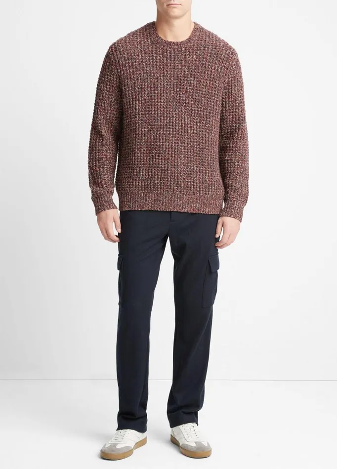 Men Sweaters Vince Marled Waffle Crew Neck Sweater Desert Sky