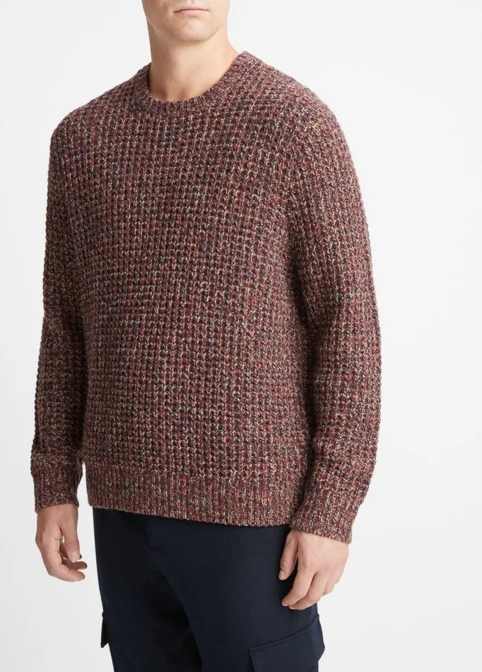 Men Sweaters Vince Marled Waffle Crew Neck Sweater Desert Sky