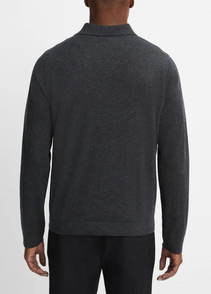 Men Sweaters Vince Merino ButtonFront Cardigan Heather Black