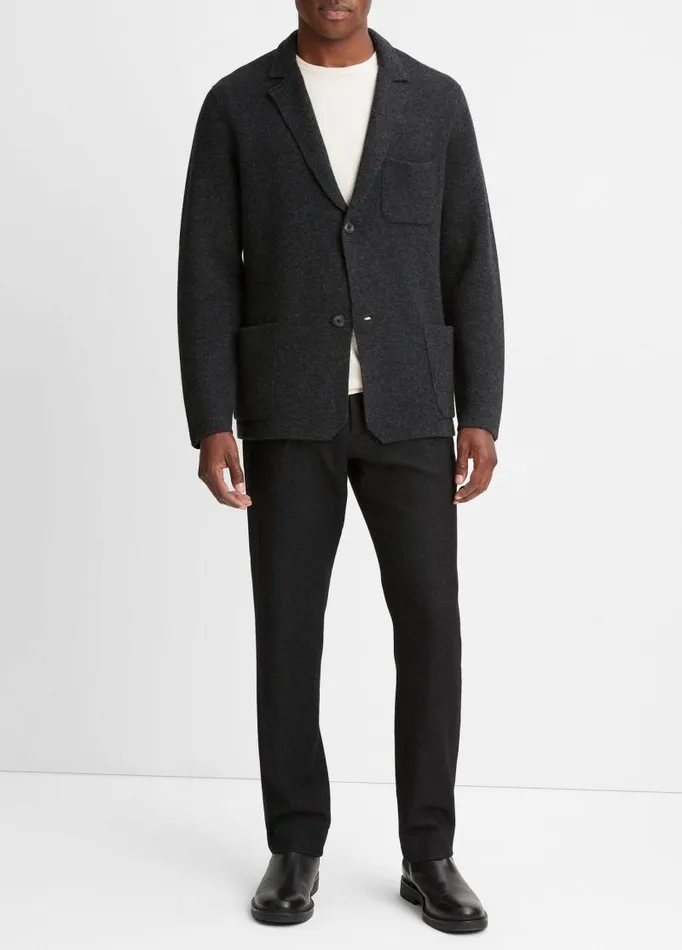Men Sweaters Vince NotchedLapel Cardigan Heather Black