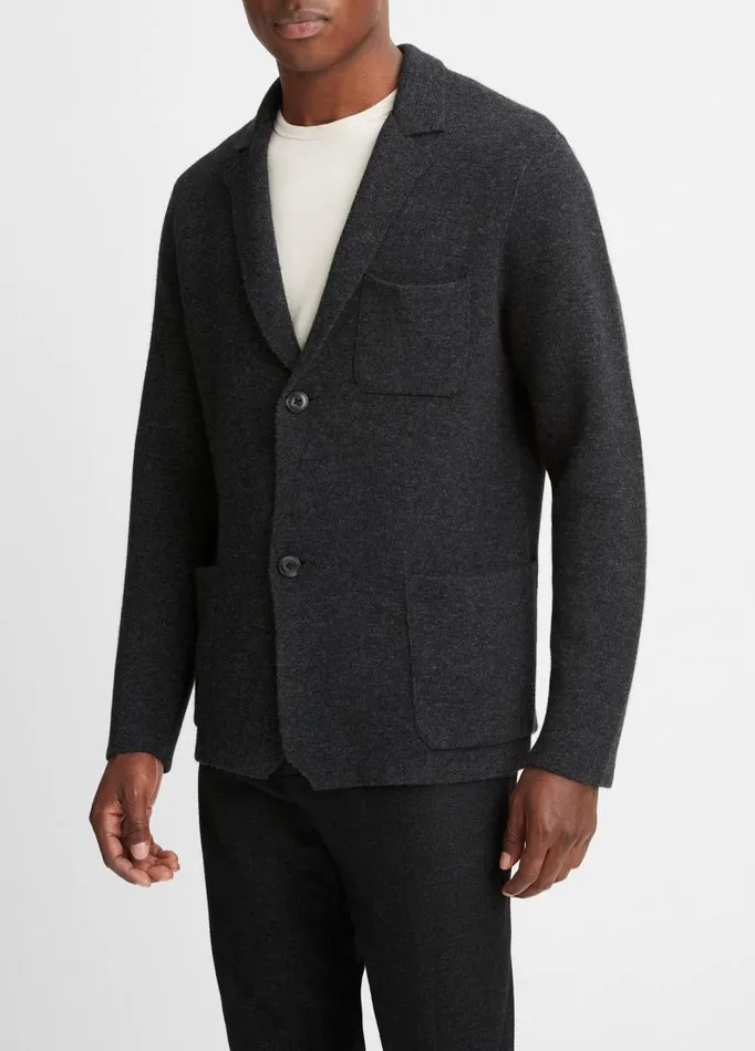 Men Sweaters Vince NotchedLapel Cardigan Heather Black