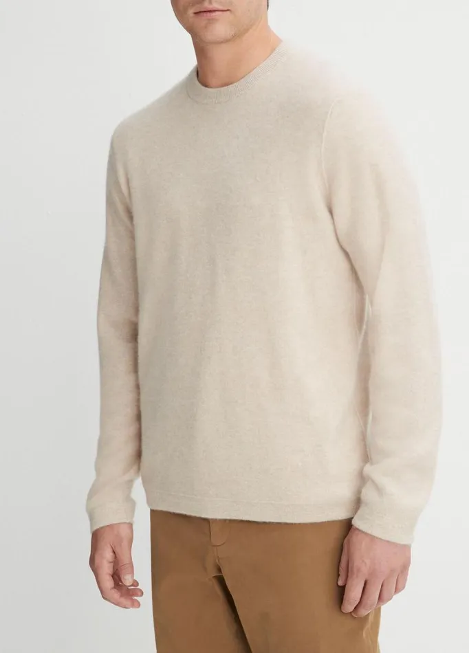 Men Sweaters Vince Plush Cashmere Crew Neck Sweater Light Heather Runyon