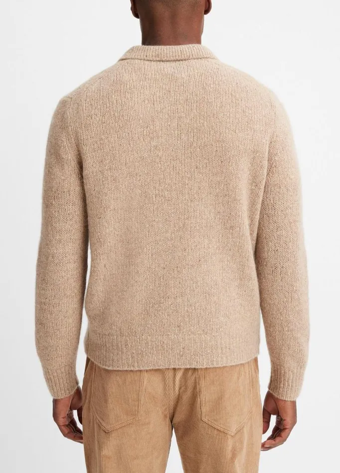 Men Sweaters Vince Plush Cashmere Donegal Polo Camel