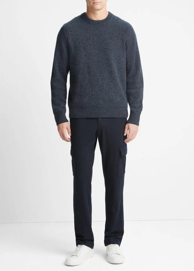 Men Sweaters Vince Plush Cashmere Thermal Sweater Coastal Blue Combo