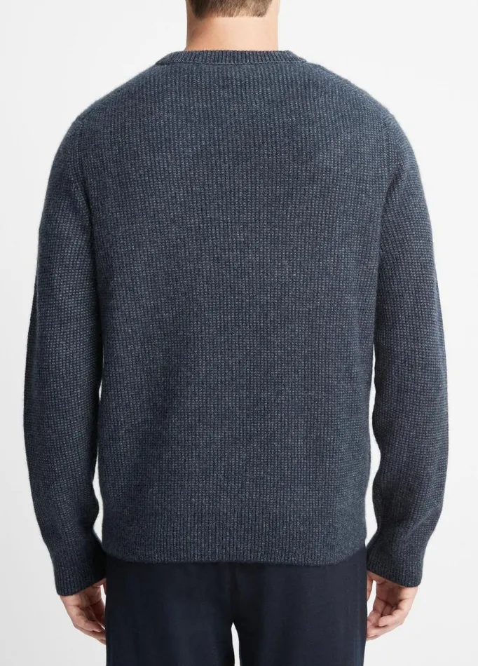Men Sweaters Vince Plush Cashmere Thermal Sweater Coastal Blue Combo