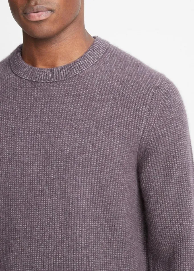 Men Sweaters Vince Plush Cashmere Thermal Sweater Dark Purple Plum Combo