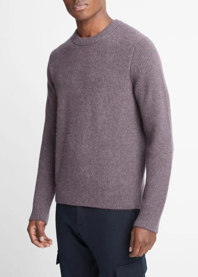 Men Sweaters Vince Plush Cashmere Thermal Sweater Dark Purple Plum Combo
