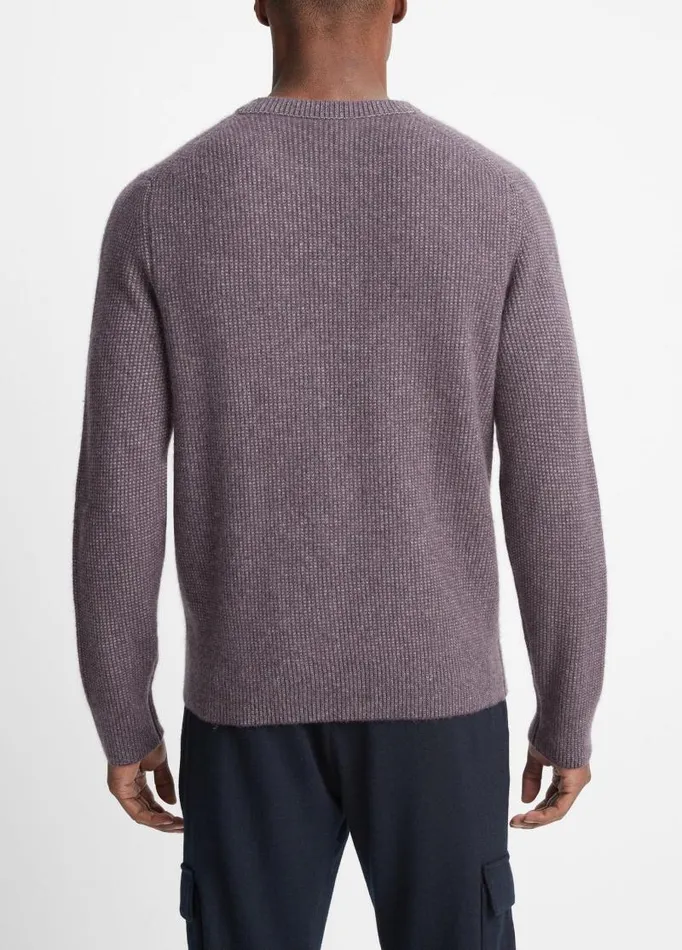 Men Sweaters Vince Plush Cashmere Thermal Sweater Dark Purple Plum Combo