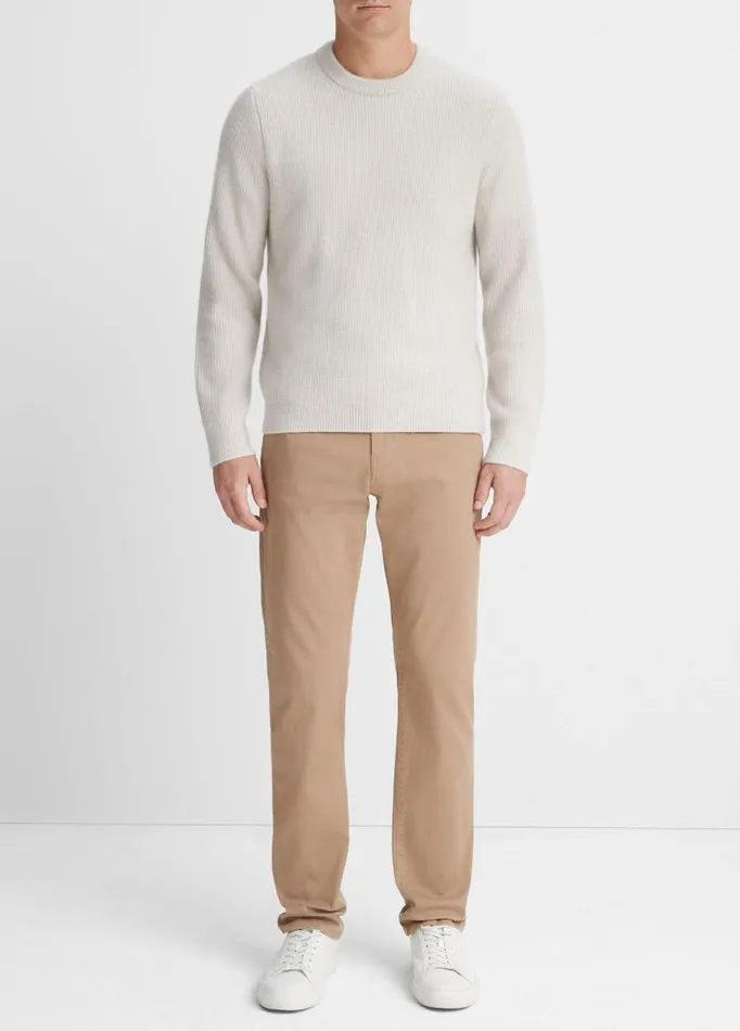 Men Sweaters Vince Plush Cashmere Thermal Sweater Heather White Combo