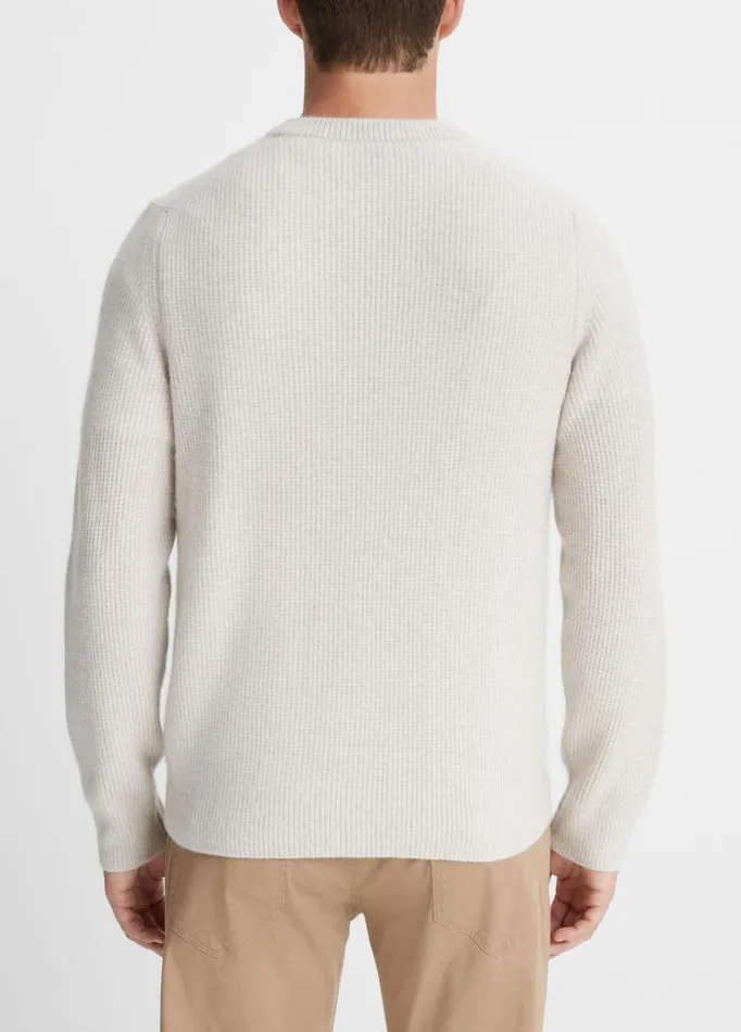 Men Sweaters Vince Plush Cashmere Thermal Sweater Heather White Combo