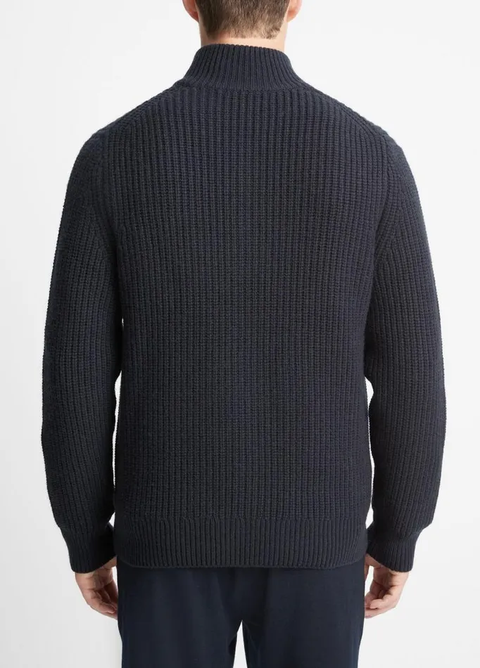 Men Sweaters Vince ShakerStitch WoolCashmere FullZip Sweater Coastal Blue
