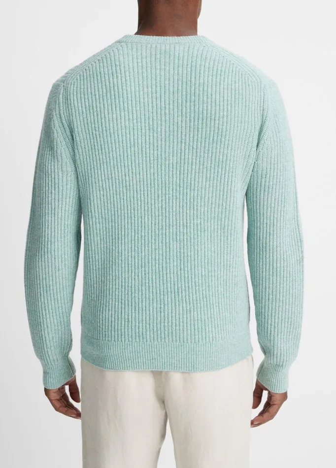 Men Sweaters Vince Textured Rib Wool And Cashmere Henley Heather Morning Mist