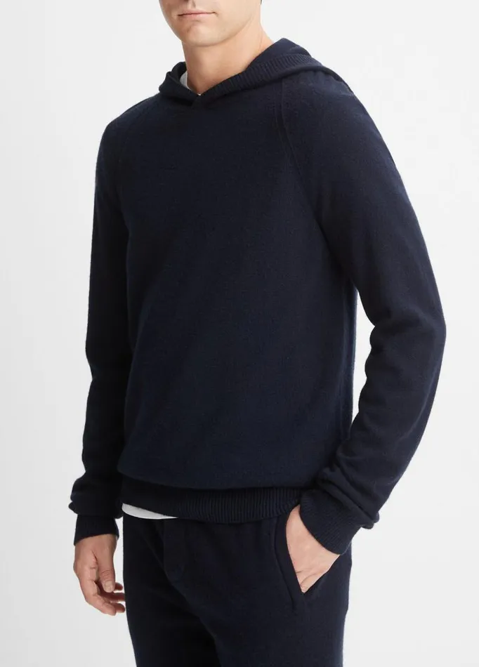 Men Sweaters Vince Wool Cashmere Pullover Hoodie Coastal Blue