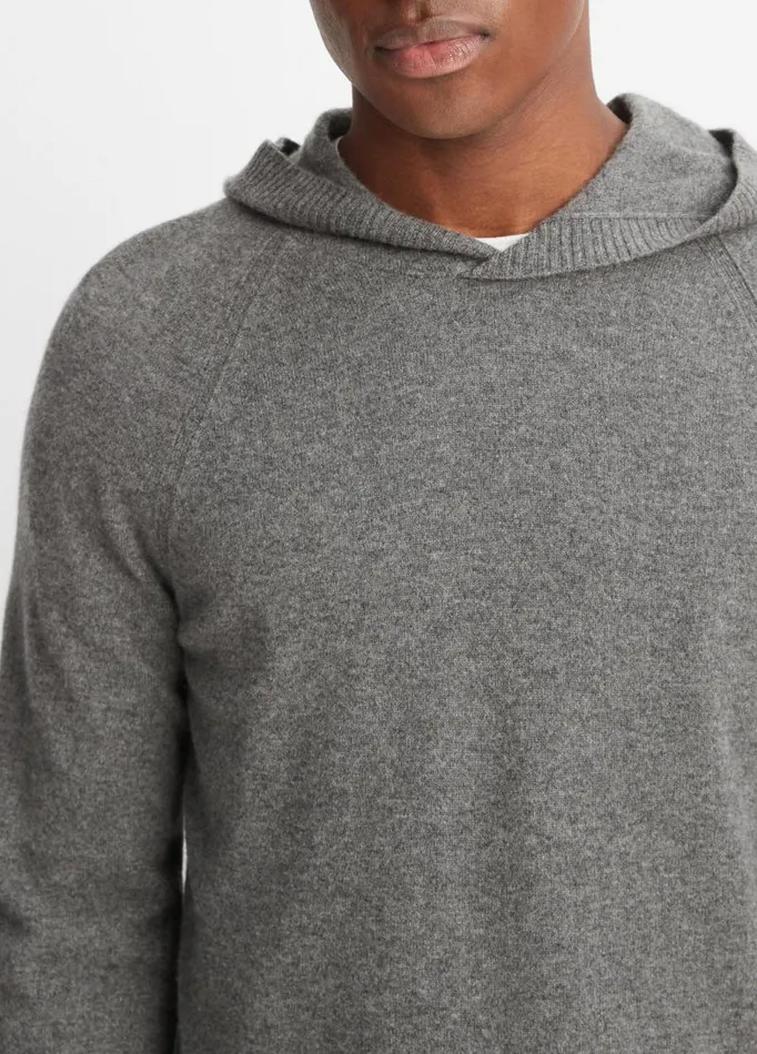Men Sweaters Vince Wool Cashmere Pullover Hoodie Medium Heather Grey
