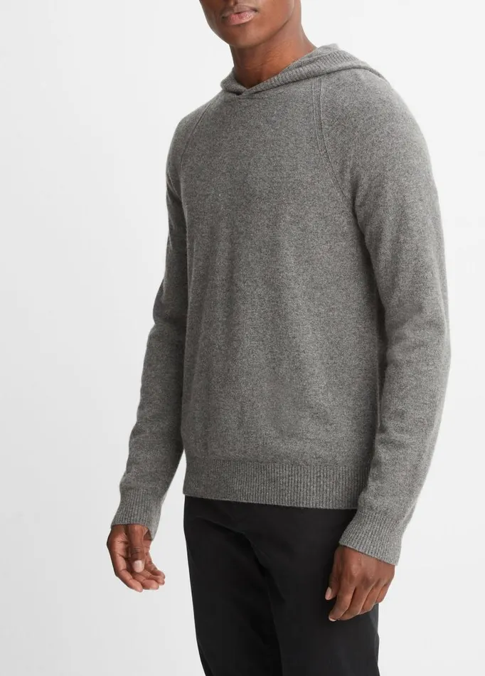 Men Sweaters Vince Wool Cashmere Pullover Hoodie Medium Heather Grey