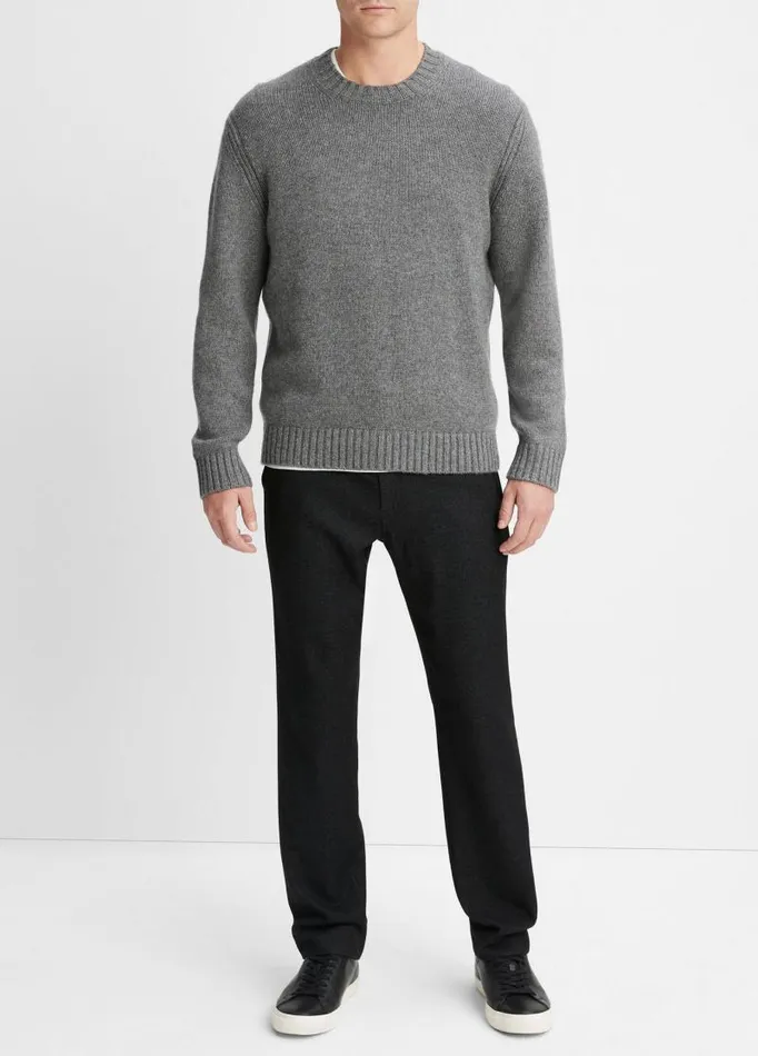 Men Sweaters Vince WoolCashmere Relaxed Crew Neck Sweater Medium Heather Grey