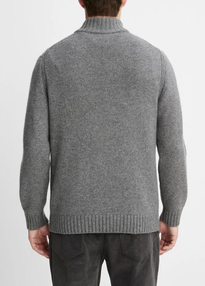 Men Sweaters Vince WoolCashmere Relaxed QuarterZip Sweater Medium Heather Grey