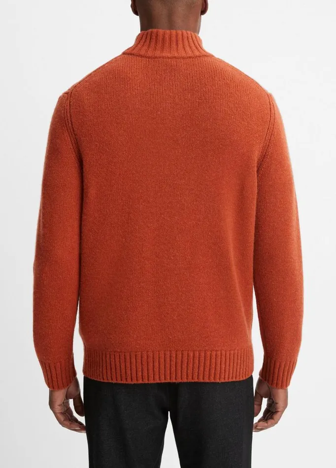 Men Sweaters Vince WoolCashmere Relaxed QuarterZip Sweater Rust Amber