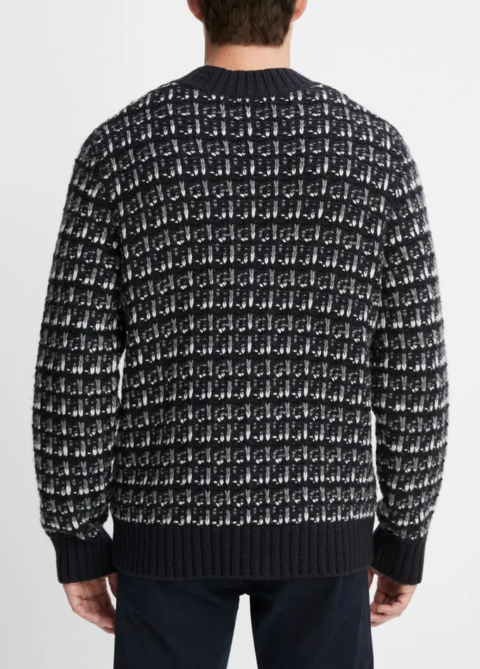Men Sweaters Vince WoolCashmere Winter Tweed Cardigan Coastal Blue Combo
