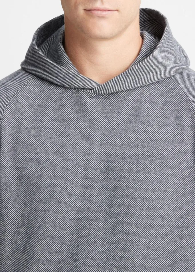 Men Sweatshirts and Hoodies Vince Broken Twill Pullover Hoodie Coastal Blueoff White