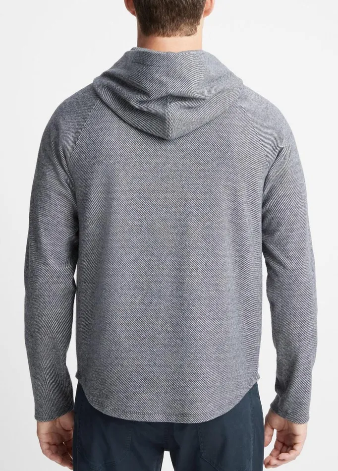 Men Sweatshirts and Hoodies Vince Broken Twill Pullover Hoodie Coastal Blueoff White