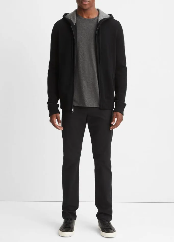 Men Sweatshirts and Hoodies Vince Cashmere Full Zip Hoodie Black