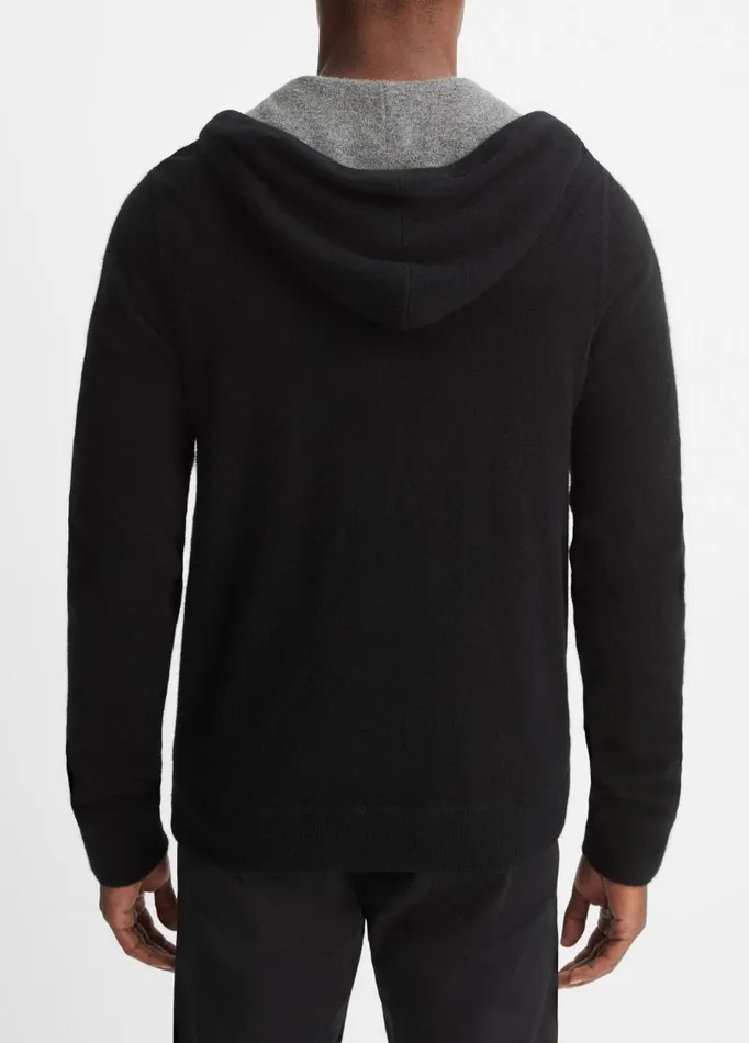 Men Sweatshirts and Hoodies Vince Cashmere Full Zip Hoodie Black