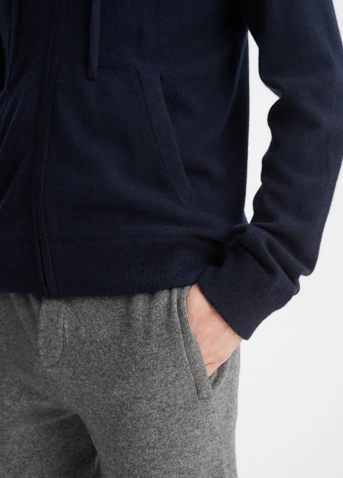 Men Sweatshirts and Hoodies Vince Cashmere Full Zip Hoodie Coastal Blue