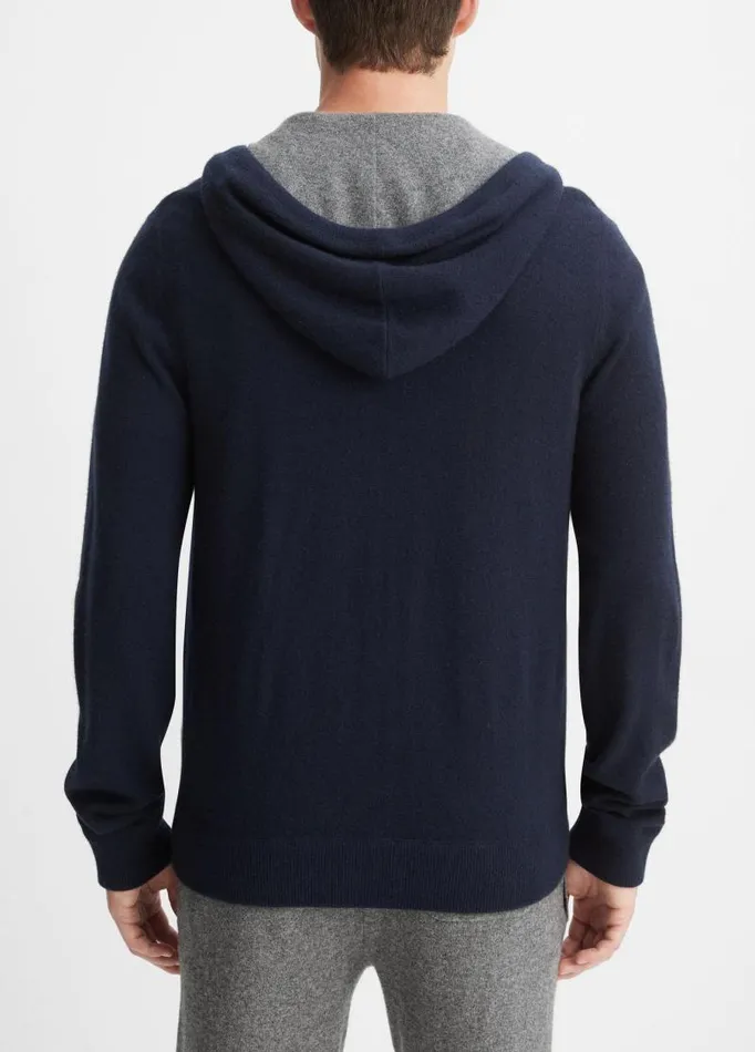 Men Sweatshirts and Hoodies Vince Cashmere Full Zip Hoodie Coastal Blue