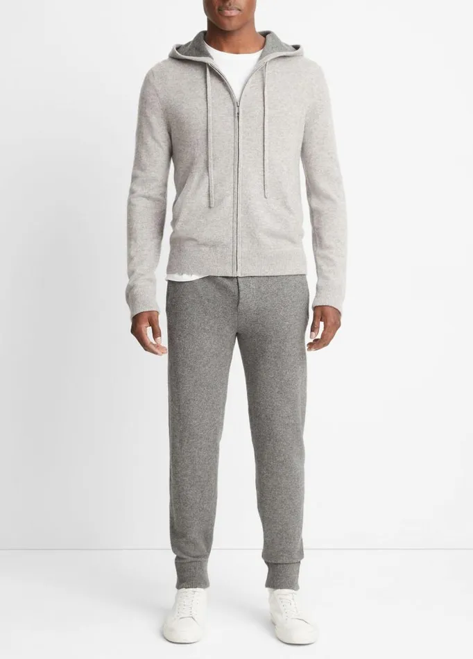 Men Sweatshirts and Hoodies Vince Cashmere Full Zip Hoodie Heather Grey