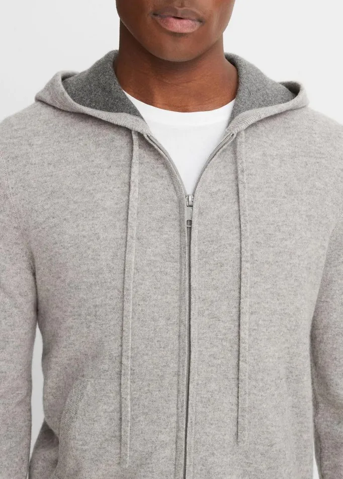Men Sweatshirts and Hoodies Vince Cashmere Full Zip Hoodie Heather Grey