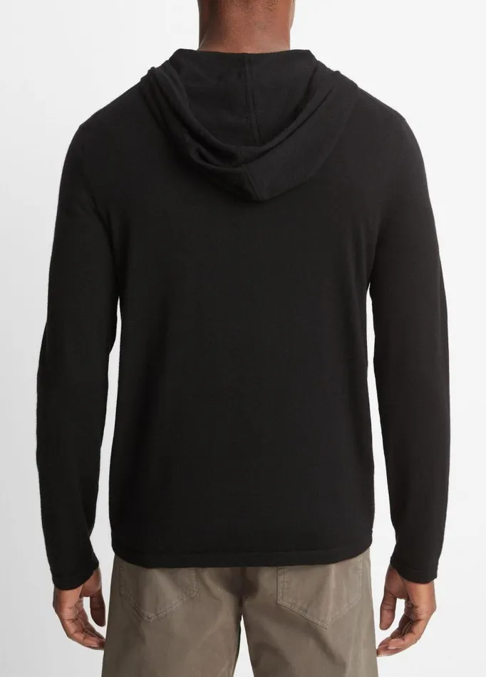 Men Sweatshirts and Hoodies Vince Featherweight Wool Cashmere Pullover Hoodie Black