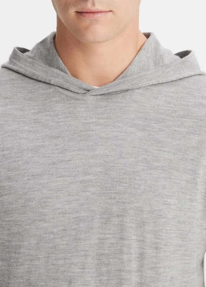 Men Sweatshirts and Hoodies Vince Featherweight Wool Cashmere Pullover Hoodie Heather Grey