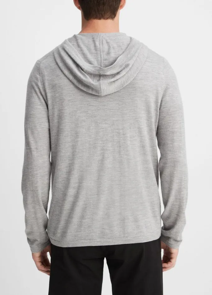 Men Sweatshirts and Hoodies Vince Featherweight Wool Cashmere Pullover Hoodie Heather Grey