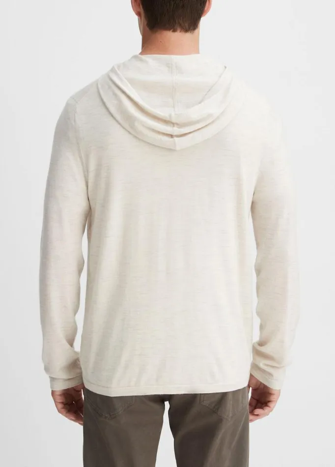 Men Sweatshirts and Hoodies Vince Featherweight Wool Cashmere Pullover Hoodie Heather White
