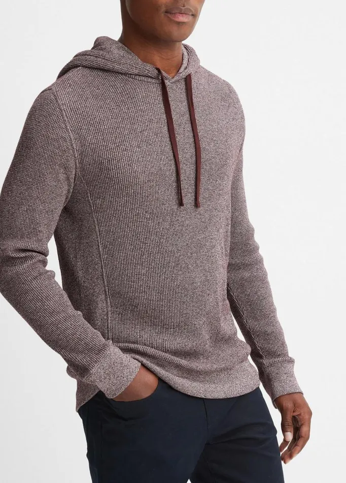Men Sweatshirts and Hoodies Vince Moulin Pima Cotton Thermal Popover Hoodie Pinot Vinooff White