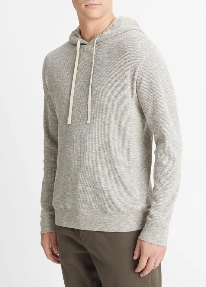 Men Sweatshirts and Hoodies Vince SunFaded Thermal Pullover Hoodie Olive Cove