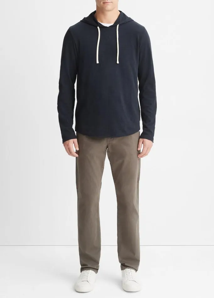 Men Sweatshirts and Hoodies Vince Textured Cotton Hoodie Coastal Blue